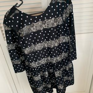 Anthropologie lace and polka dot dress